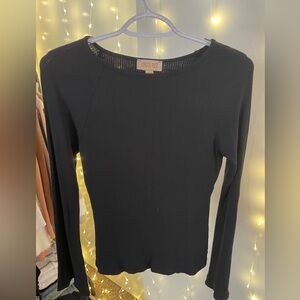 London Rose Black Long Flare Sleeves Top